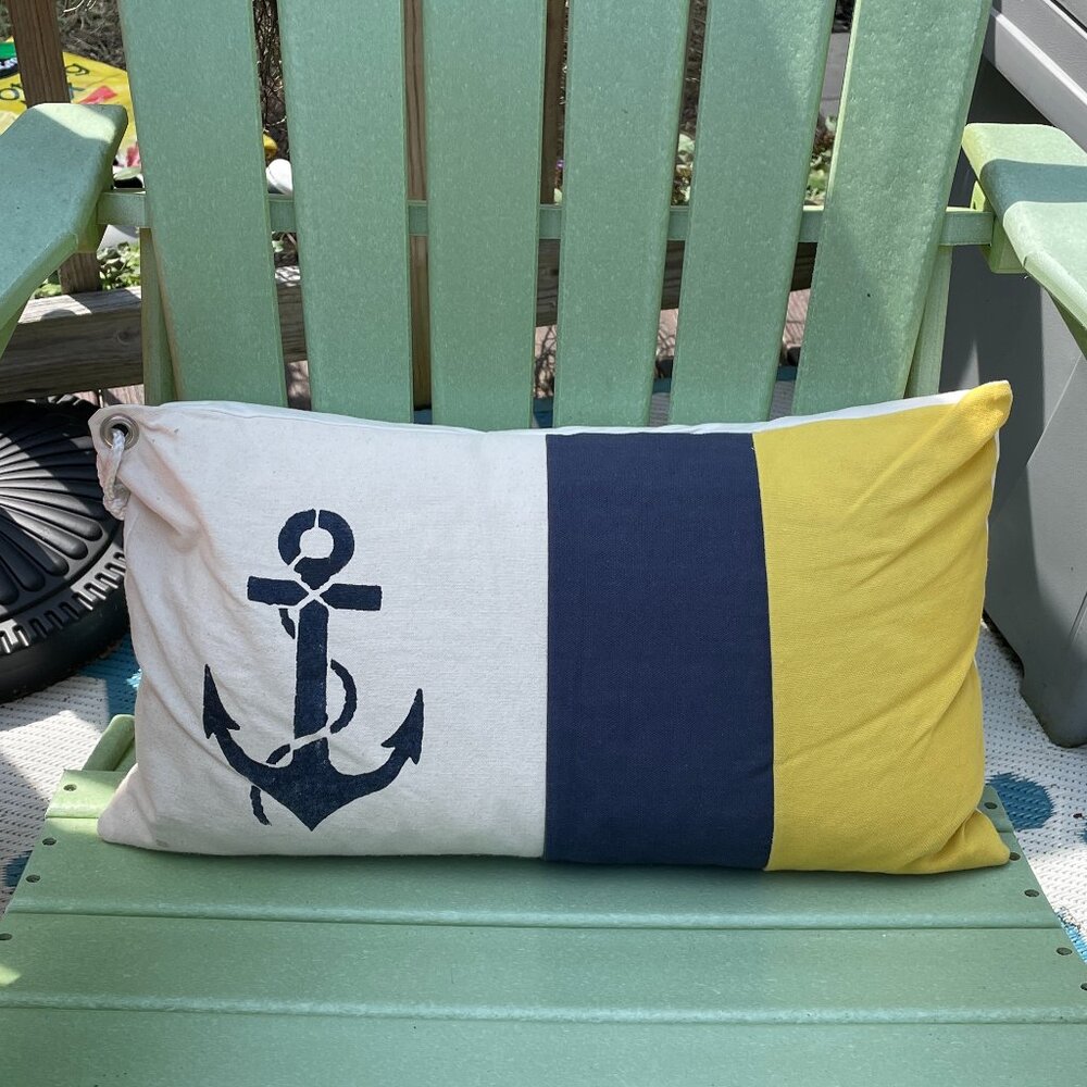 LAST ONE! Nautical Anchor Throw Pillow 19" Cotton